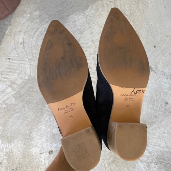 ACNE Black Suede Pointed Toe Ankle Boots EUC - Picture 11 of 12